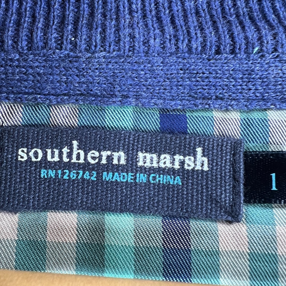 Southern Marsh Sweater Mens Large Blue V Neck Long Sleeve Casual Comfort - Picture 2 of 12